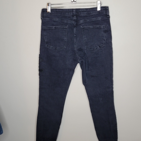 Zara‎ Premium Denim Black Floral Beaded Pattern Jeans New Size 8 Womens - Picture 3 of 4